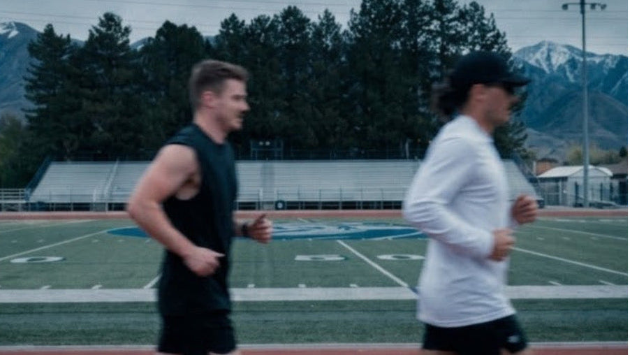 Good Nutrition pouch on a running track